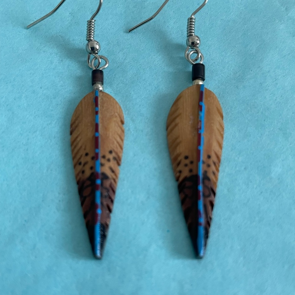 Hand Painted Feather Earrings